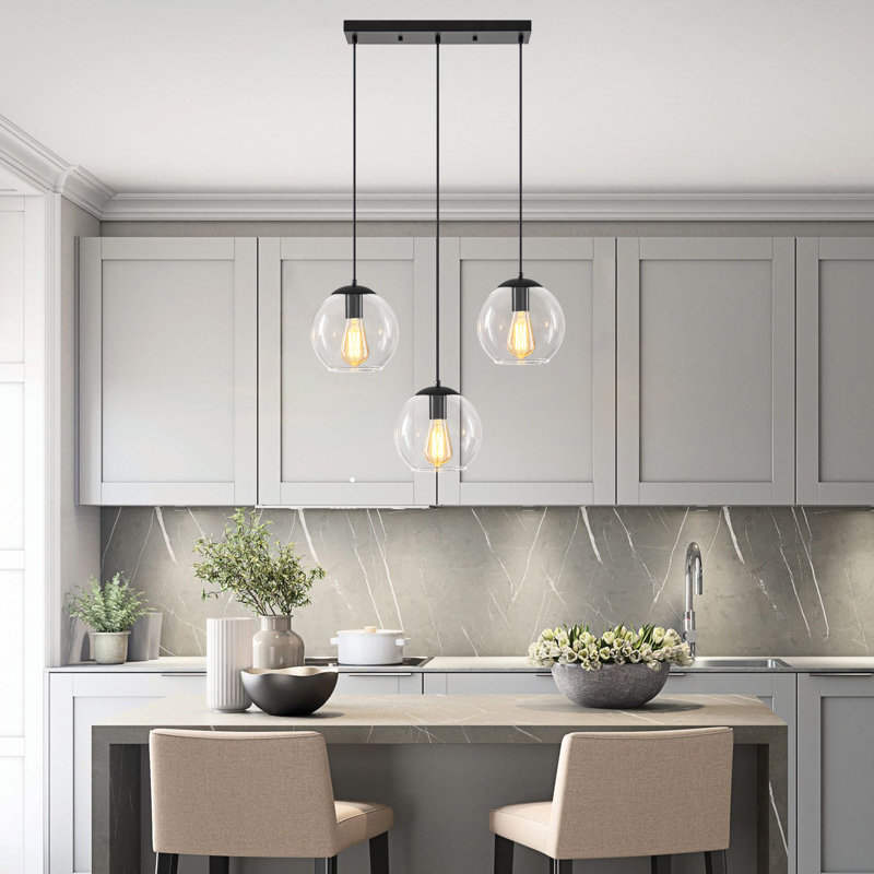 3-light Globe Glass Pendant