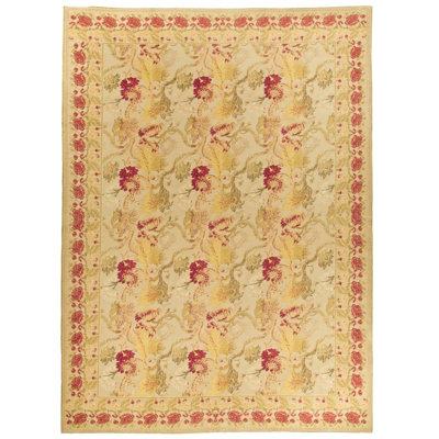 Tapis beige noué à la main de haute qualité