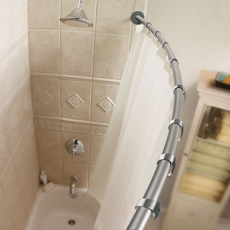 Tringle courbée fixe pour rideau de douche, Acier inoxydable brossé