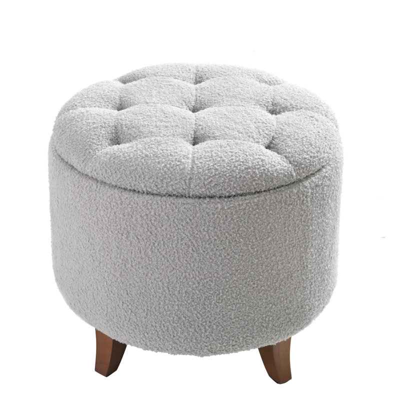 Tabouret de rangement rond avec repose-pieds, Gris