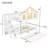 Full Size Wooden House Roof Bunk Bed with Window Door and Roof,Storage Staircase and Trundle,White-1015987019