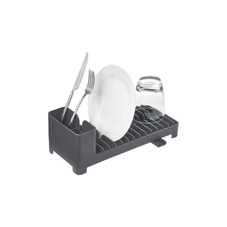 Compact Dish Rack in White Plastic