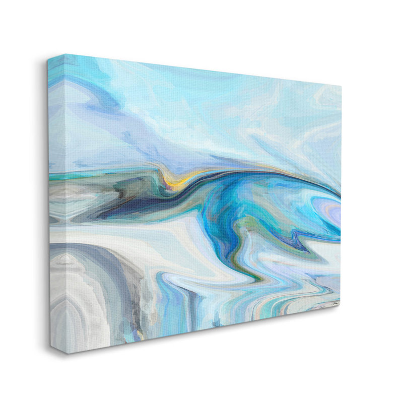 "Fluid Blue Contemporary Composition" par Michael Tienhaara, L 20 po x H 16 po, Toile tendue