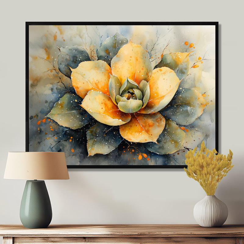 «Echeveria Elegans Succulent Desert Blossom», reproduction d'art encadrée, H 16 po x l 32 po, Picture Framed, Noir