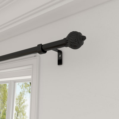  Adjustable Single Metal Curtain Rod Overall Width x 0.78" Diameter