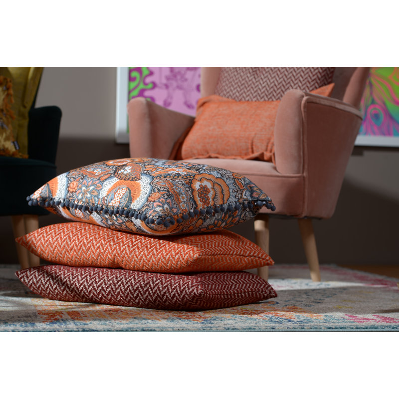 Zircono Chevron Square Cushion, Orange