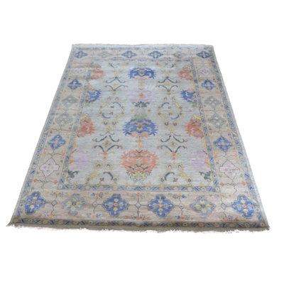 Tapis oriental bleu doux noué à la main 8 x 9 pi 10 po G15145
