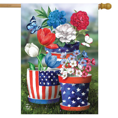 America In Bloom Patriotic House Flag