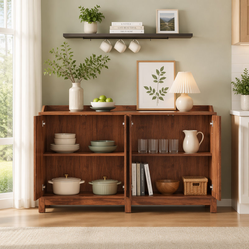 Buffet avec tablettes réglables, Brun