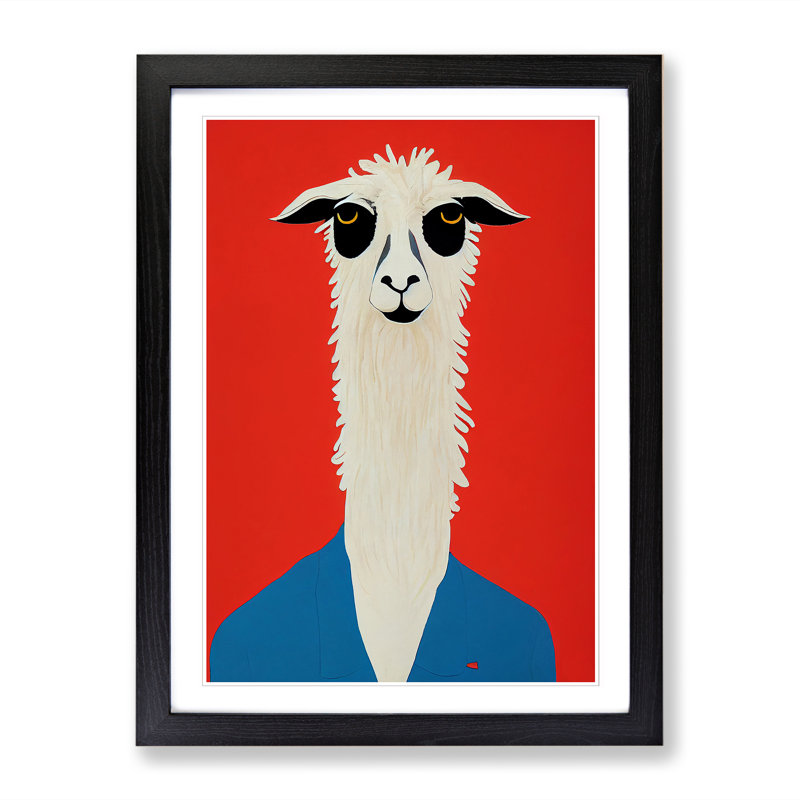Llama Design Vol.1 - Picture Frame Print, Black, 64cm H x 46cm W x 2cm D