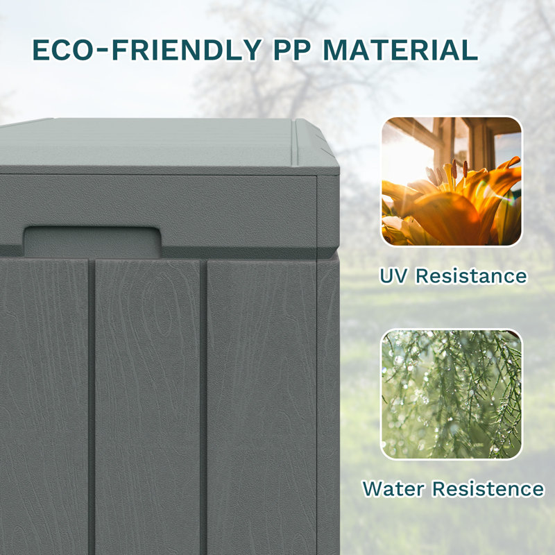 Gray 90 Gallon Lockable Plastic Deck Storage Box