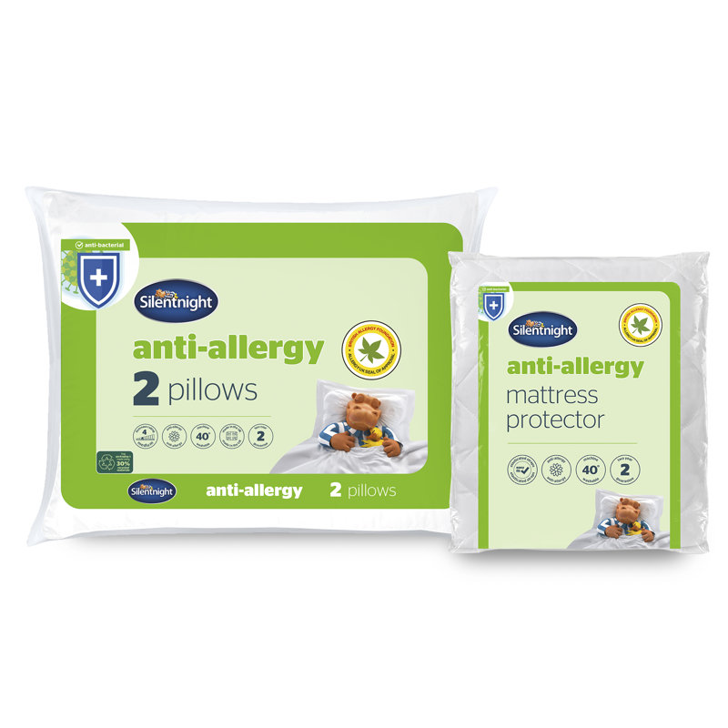 Silentnight Anti Allergy Mattress Protector And 2 Pillows Set, Small Double (4')