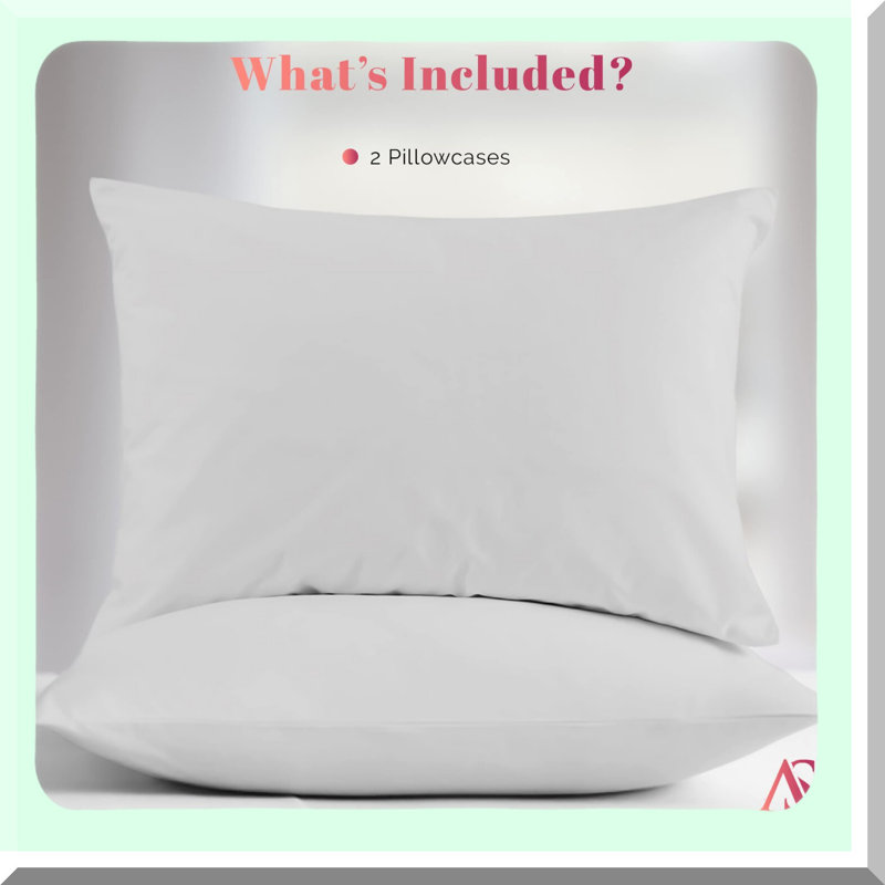 Luxury Silver Sateen Pillowcase Set - 1000 Thread Count 100% Cotton Pillow Covers - Soft, Breathable & Smooth Pillowcases - Extra Long Staple Cotton