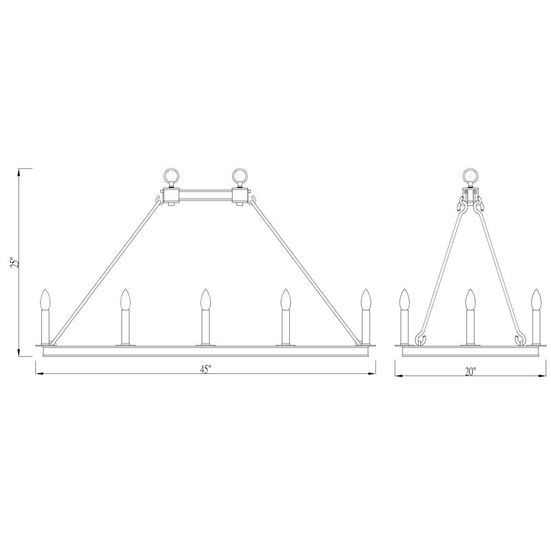 Suspension rectangulaire en grappe 12 lumières Endres, Laiton vieilli