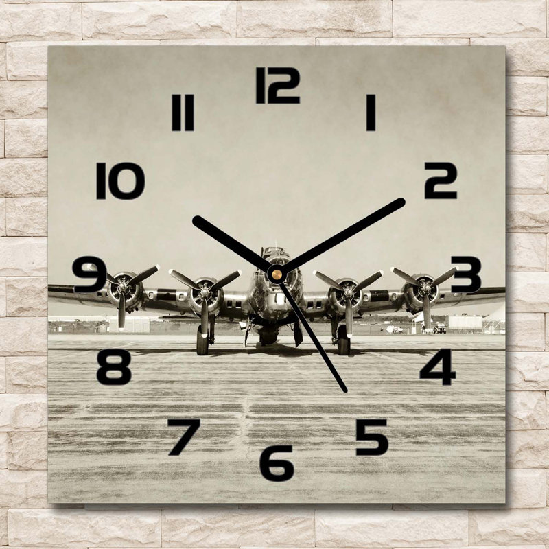 Glass Wall Clock, Black/Beige