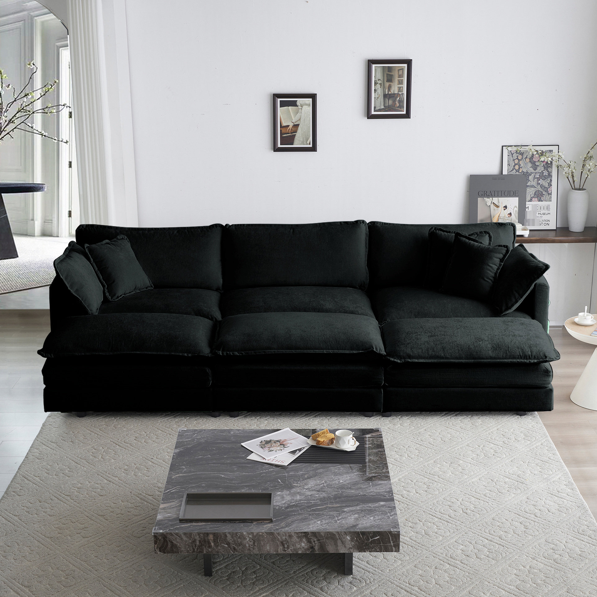Hokku Designs U Shaped 6 Sectional With 3 Ottomans & Cozy Cushion Foam ...