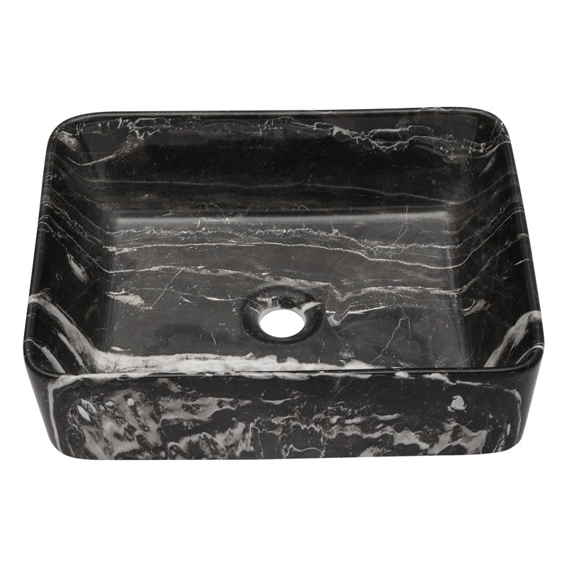 Lavabo de salle de bain vasque rectangulaire en céramique noire