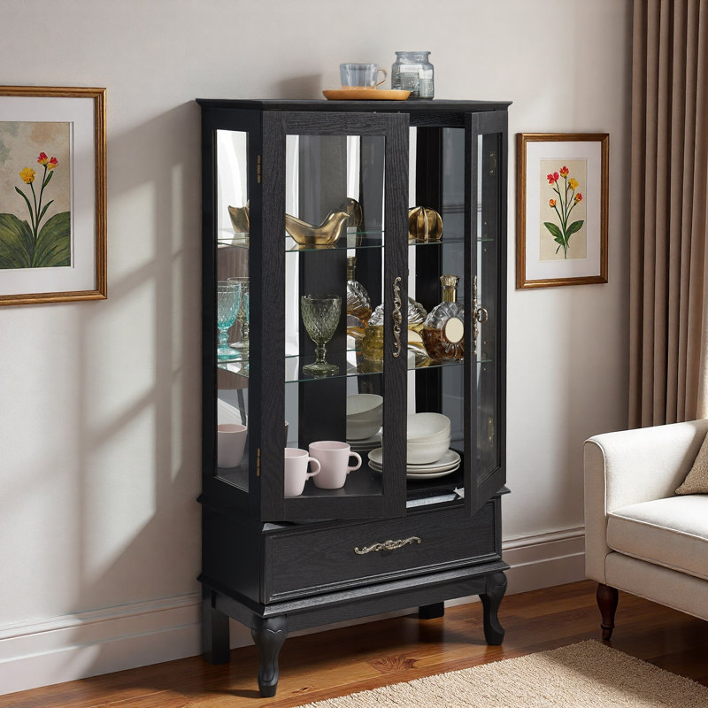 Vitrine lumineuse avec éclairage à DEL, tablettes réglables et tiroir