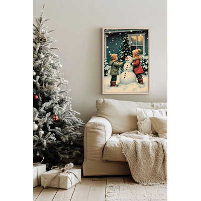 «Festive Christmas», peinture encadrée décorative de 13,0 po x 19,0 po | Cadre 100% bois massif (épaisseur: 0,8 pouce), œuvre d'art 100% MDF | Impression numérique pour des couleurs vives, décoration murale parfaite pour la maison et le bureau