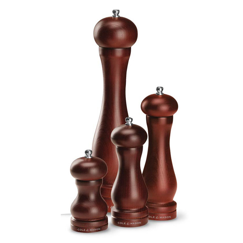 12.5-inch Dark Brown Beech Wood Pepper Mill with Metal Knob