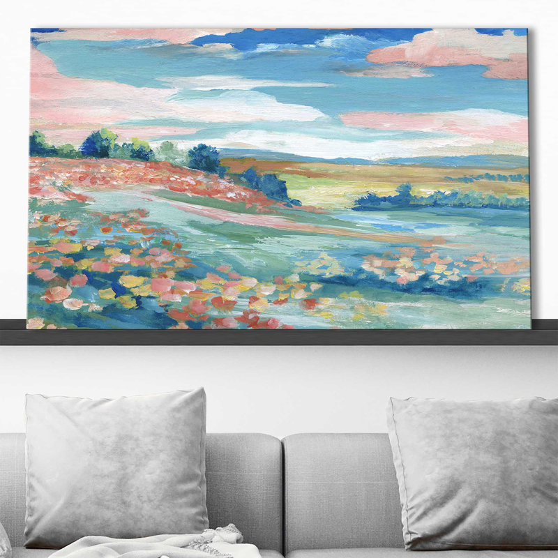 Vue pastorale par Nan - Peinture, L 72 po x H 42 po, Toile tendue