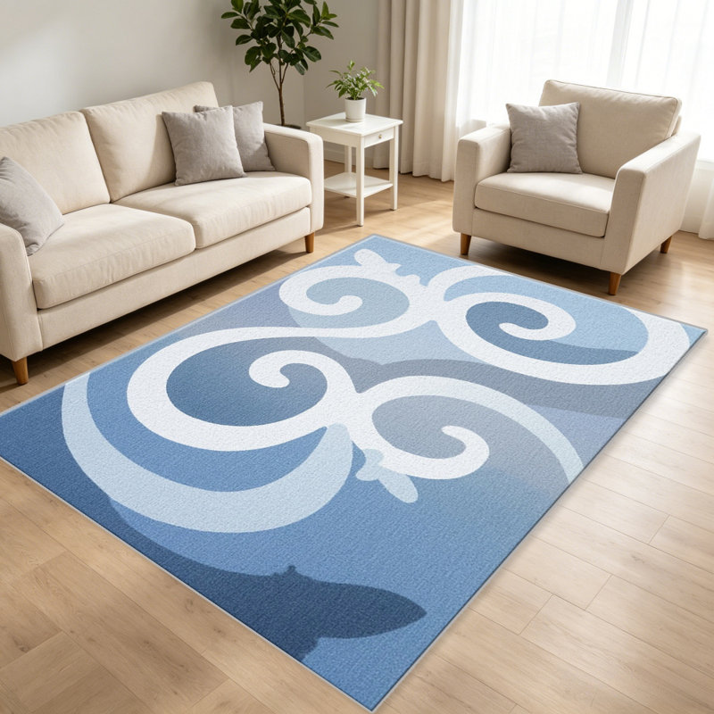 Blue Swirl carpet-easy to clean, machine-washable, soft and comfortable; suitable for door mats, kitchens, living rooms, bedrooms, corridors, and laundry areas. Easy to clean, durable carpet for home decoration.