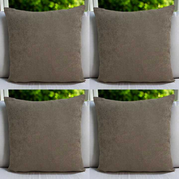 Salea Indoor / Outdoor Brown Square Throw Pillow Cover