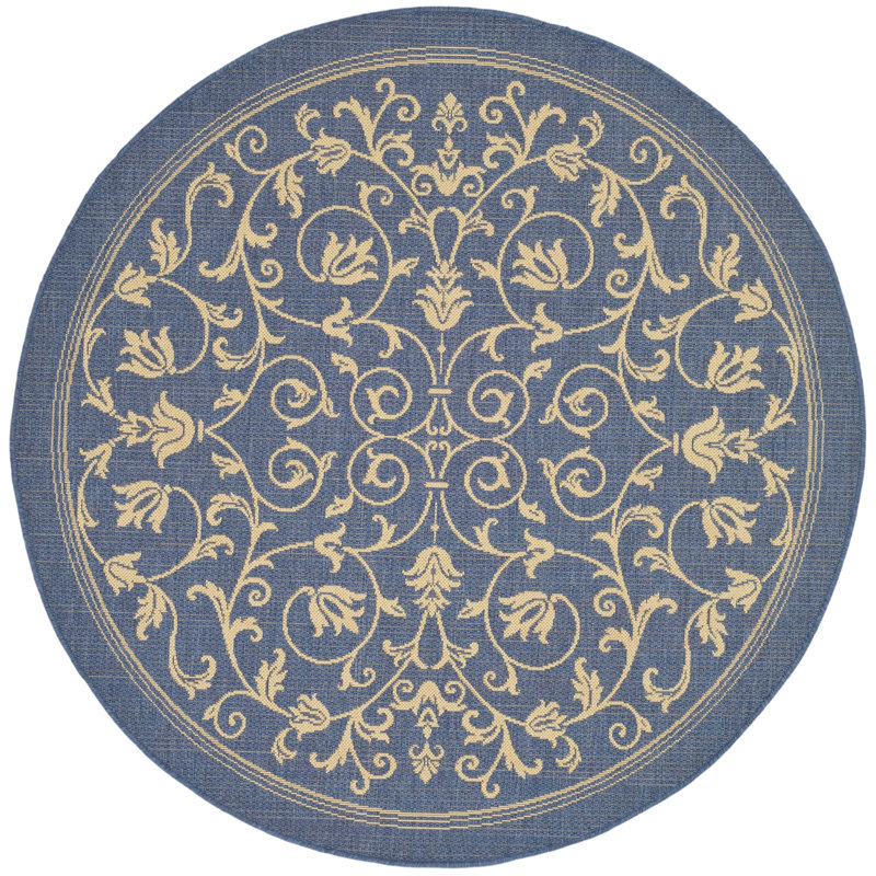 Cokley Performance Floral Indoor/Outdoor Area Rug, Round 7'1