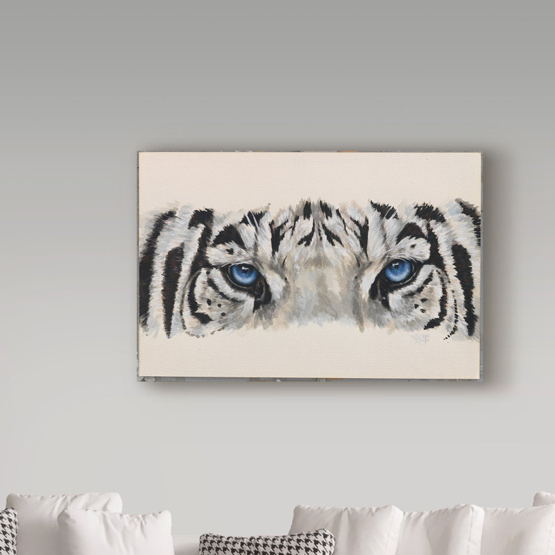 Adelphi «Eye Catching White Tiger», reproduction de peinture à l'huile sur toile tendue, H 12 po x l 19 po