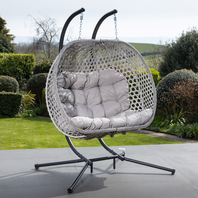 Beauchamp Swinging Double Garden Seat, Light Grey