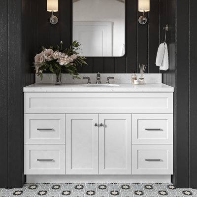 Abell 54.25'' Bathroom Vanity with Carrara Quartz Top
