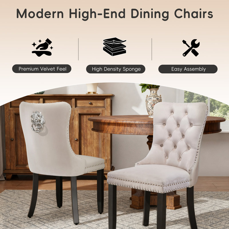 Ensemble de 4 chaises de salle à manger rembourrées Modern, Brun, Beige