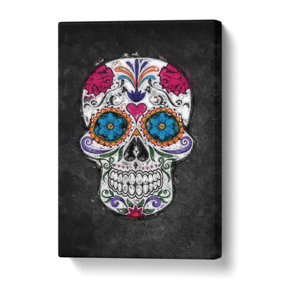 Floral Sugar Skull - Wrapped Canvas Painting