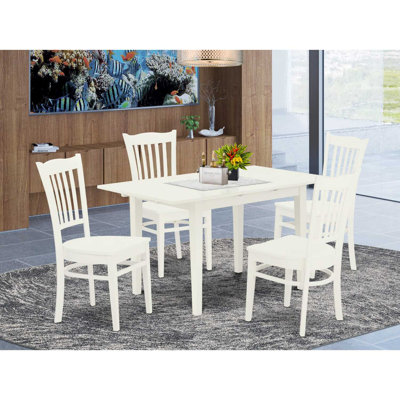  Rectangular Solid Wood Top With Butterfly Leaf Dining Table Set