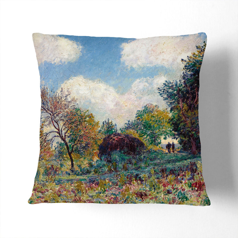 The Road in the Woods Scatter Cushion with Filling, Stone, 55cm H x 55cm W x 20cm D