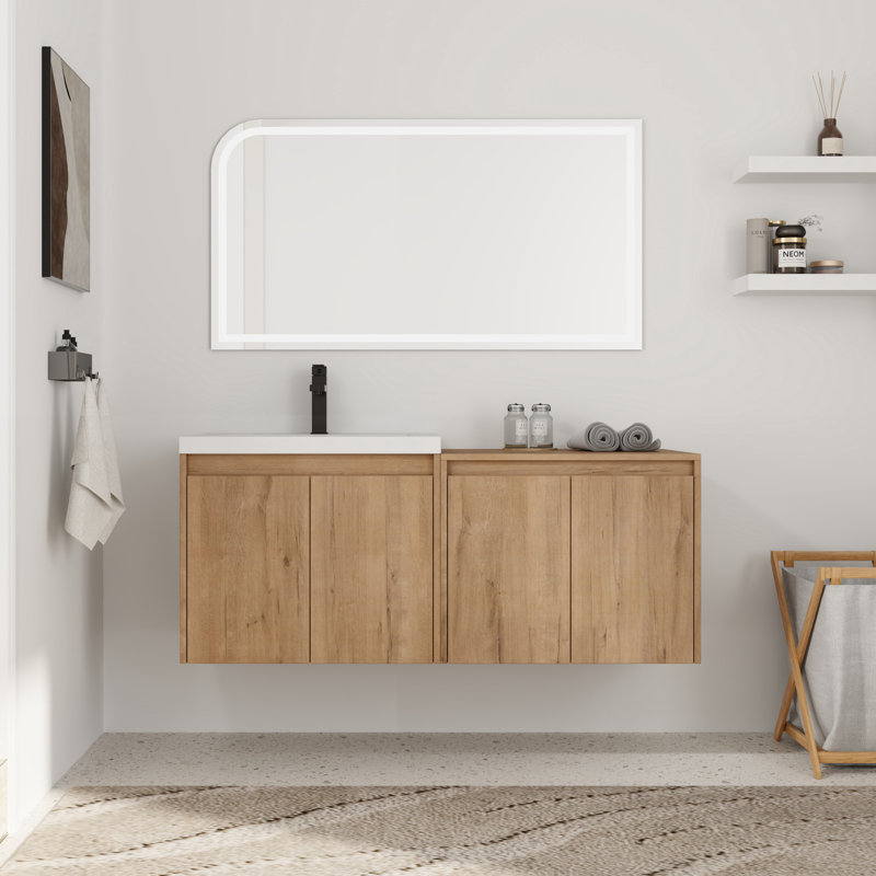Ensemble de meuble-lavabo mural simple 48 po avec plateau en résine Vowar
