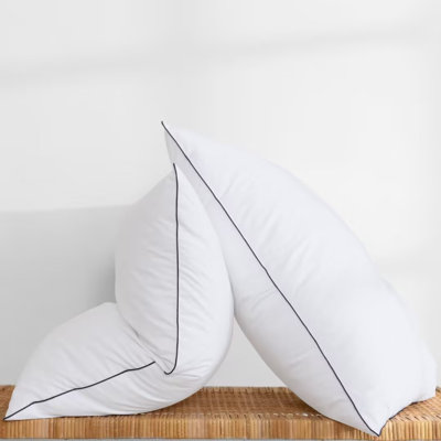 Luxurious White Goose Feathers Down Pillow with 100% Cotton Cover (Set of 2)