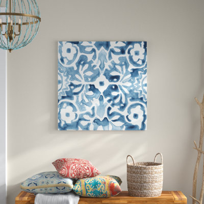 «Indigo Sampler V» par June Erica Vess, peinture sur toile tendue