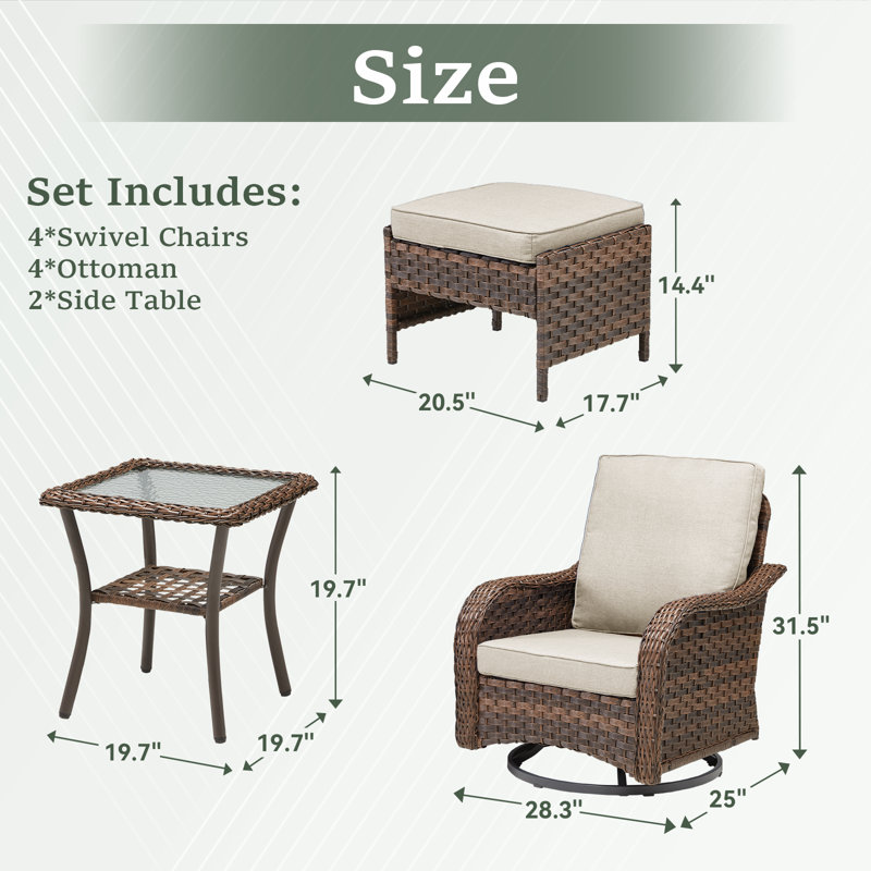 Ensemble de conversation pour 4 personnes, Beige