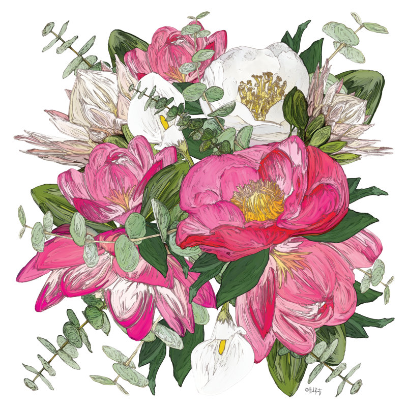 Bouquet de fleurs roses 2885748, H 20 po x l 20 po, Cadre simple argenté, Oui