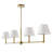 Costa 4-light 48" Adjustable Sloped Brass Pendant - Mid-century Modern Linear Iron Frame with White Linen Shades for Dining Room.-2016872219