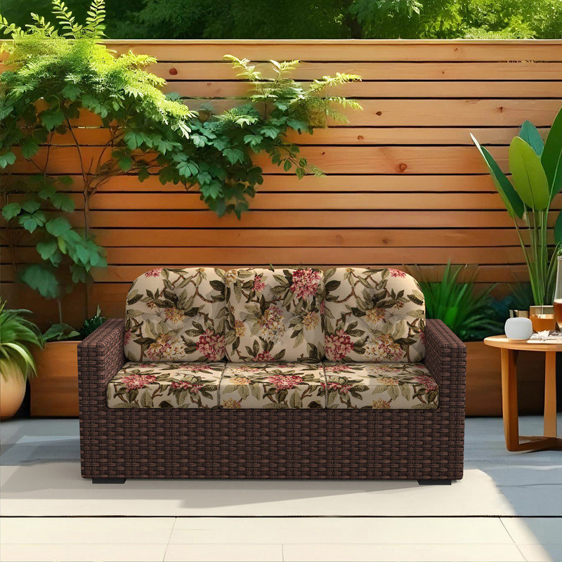 Coussin de remplacement pour canapé d'extérieur Sunbrella, Azalée floral naturel
