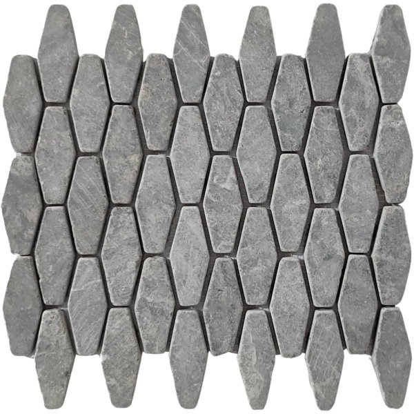 CNK Tile Stone Grey Small Elongated Hexagon Marble Mosaic Tile
