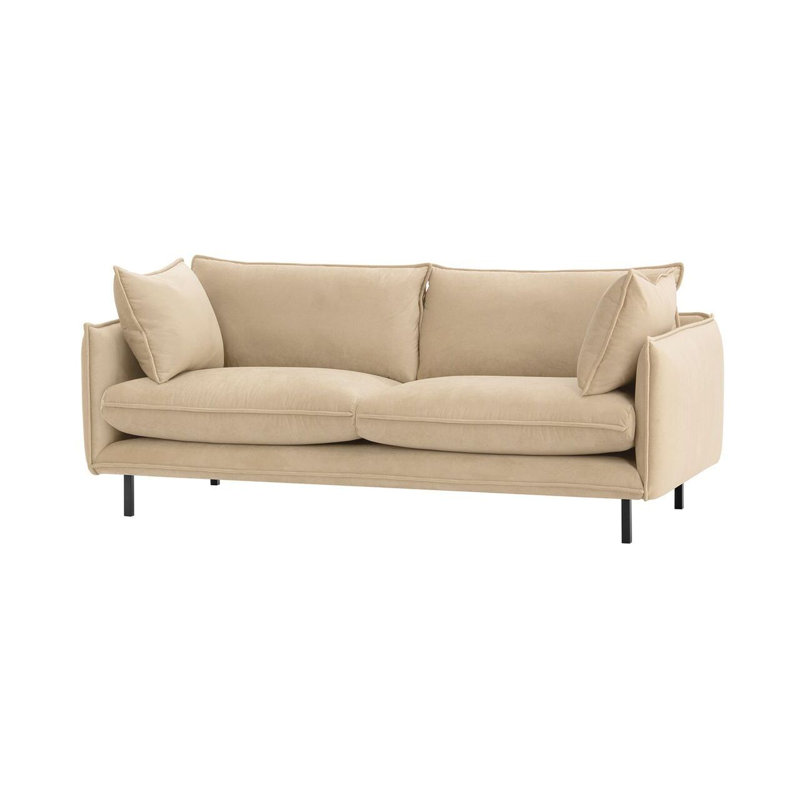 Neshay 3 Seater Velvet Sofa, Beige