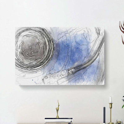 Blue Vinyl Record In Abstract - Wrapped Canvas Print