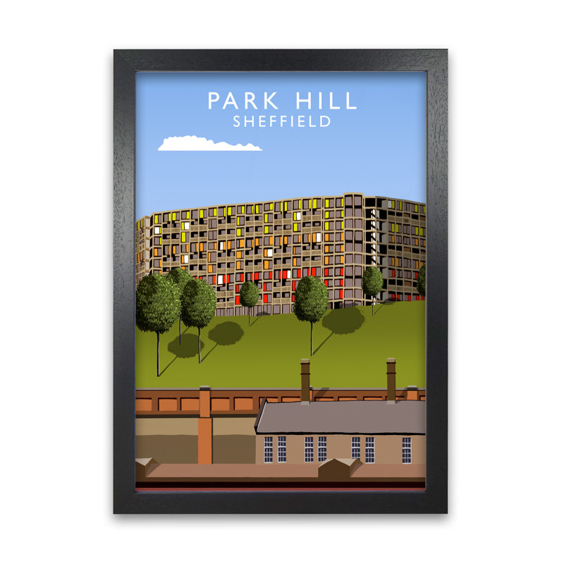 Park Hill Sheffield by Richard O'Neill - Single Picture Frame Print, 841 cm H x 594 cm W, Black