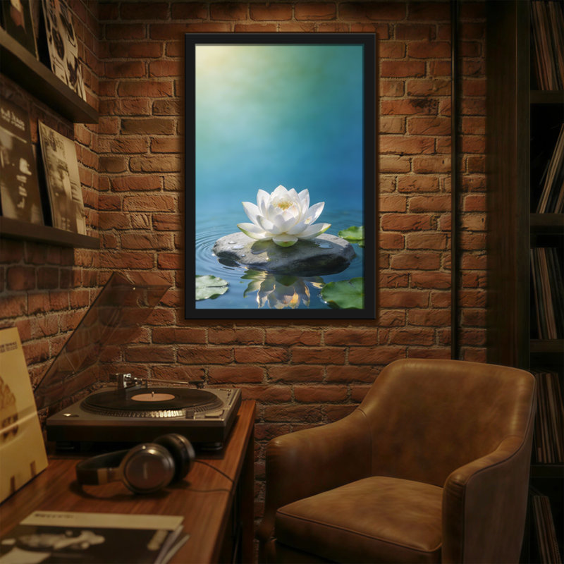 Bain et lessive lotus blanc sur pierre dans l'eau, H 30 po x l 20 po