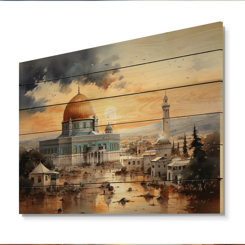 Art de l'Islam «Dome Of Faith I» sur bois, H 30 po x l 40 po x P 0,78 po