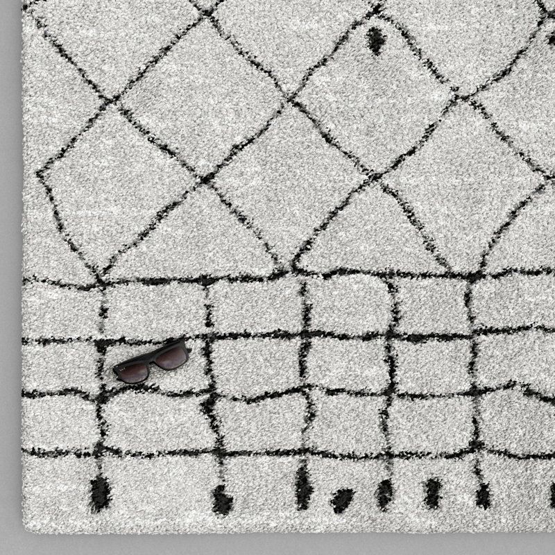 Elvis Geometric Shag Area Rug, Rectangle 80 x 150cm