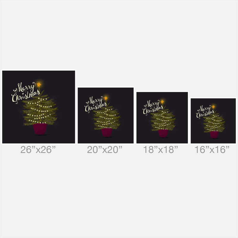 Merry Christmas Little Tree Indoor/Outdoor Throw Pillow, 16" x 16"